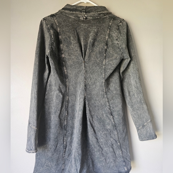 TESTIMONY Victorian Gold Button Jacket Womens Sz S Black Acid Wash French Terry. - Picture 5 of 16